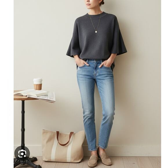 Anthropologie Sunday in Brooklyn Lorena Flutter Sleeve Gray Sweater | Women's S - Picture 2 of 9